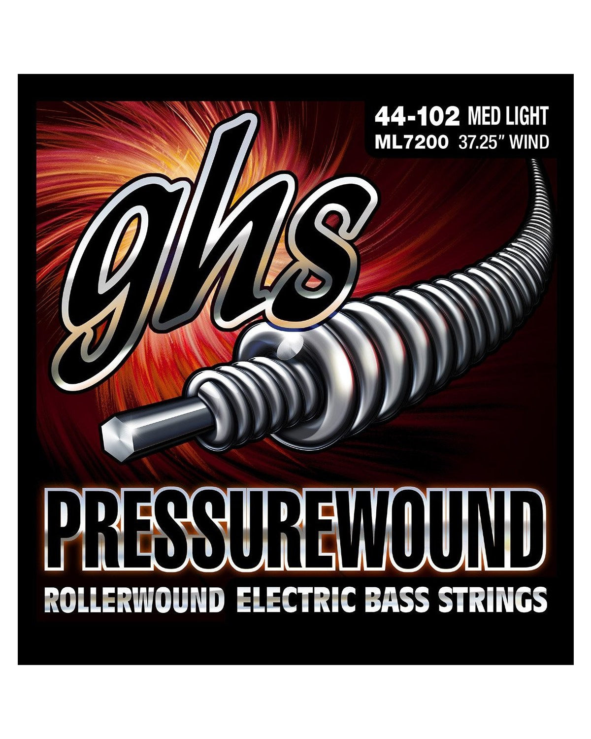 Image 1 of GHS ML7200 Pressurewound Nickel/Iron Rollerwound Medium Light Gauge Bass Strings, Long Scale - SKU# ML7200 : Product Type Strings : Elderly Instruments