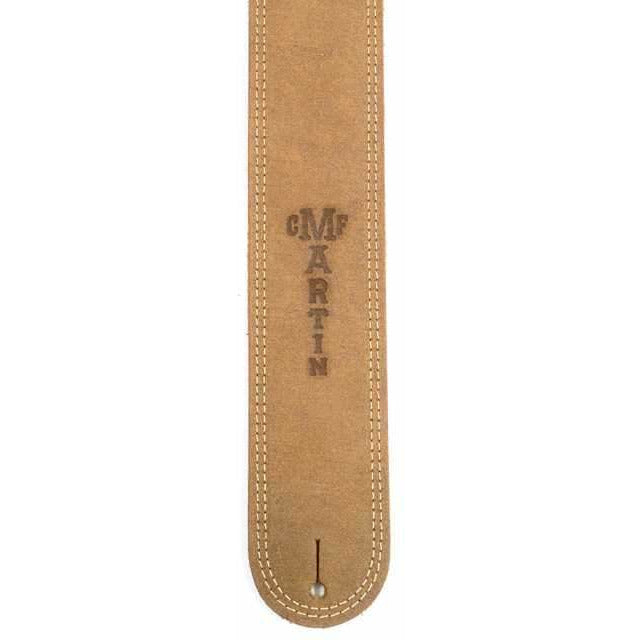 Embossed Martin Logo on Martin Ball Leather Suede Strap, Distressed Tan