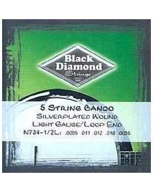 Image 1 of Black Diamond N734-1/2L Loop End Silverplated Wound Light 5-String Banjo Set - SKU# N734 : Product Type Strings : Elderly Instruments