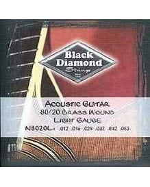 Image 1 of Black Diamond N8020L 80/20 Brass Wound 6 String Light Acoustic Guitar Set - SKU# N8020L : Product Type Strings : Elderly Instruments