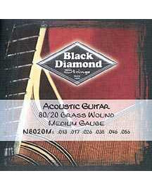 Image 1 of Black Diamond N8020M 80/20 Brass Wound 6 String Medium Acoustic Guitar Set - SKU# N8020M : Product Type Strings : Elderly Instruments