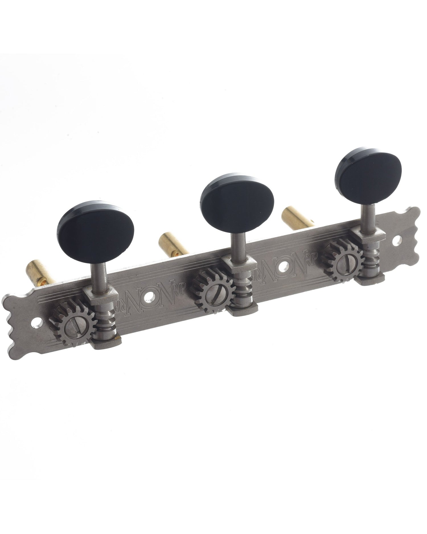 Image 1 of National Engraved Vintage 3-On-A-Plate Tuning Machines - SKU# NVT1-BLACK : Product Type Accessories & Parts : Elderly Instruments