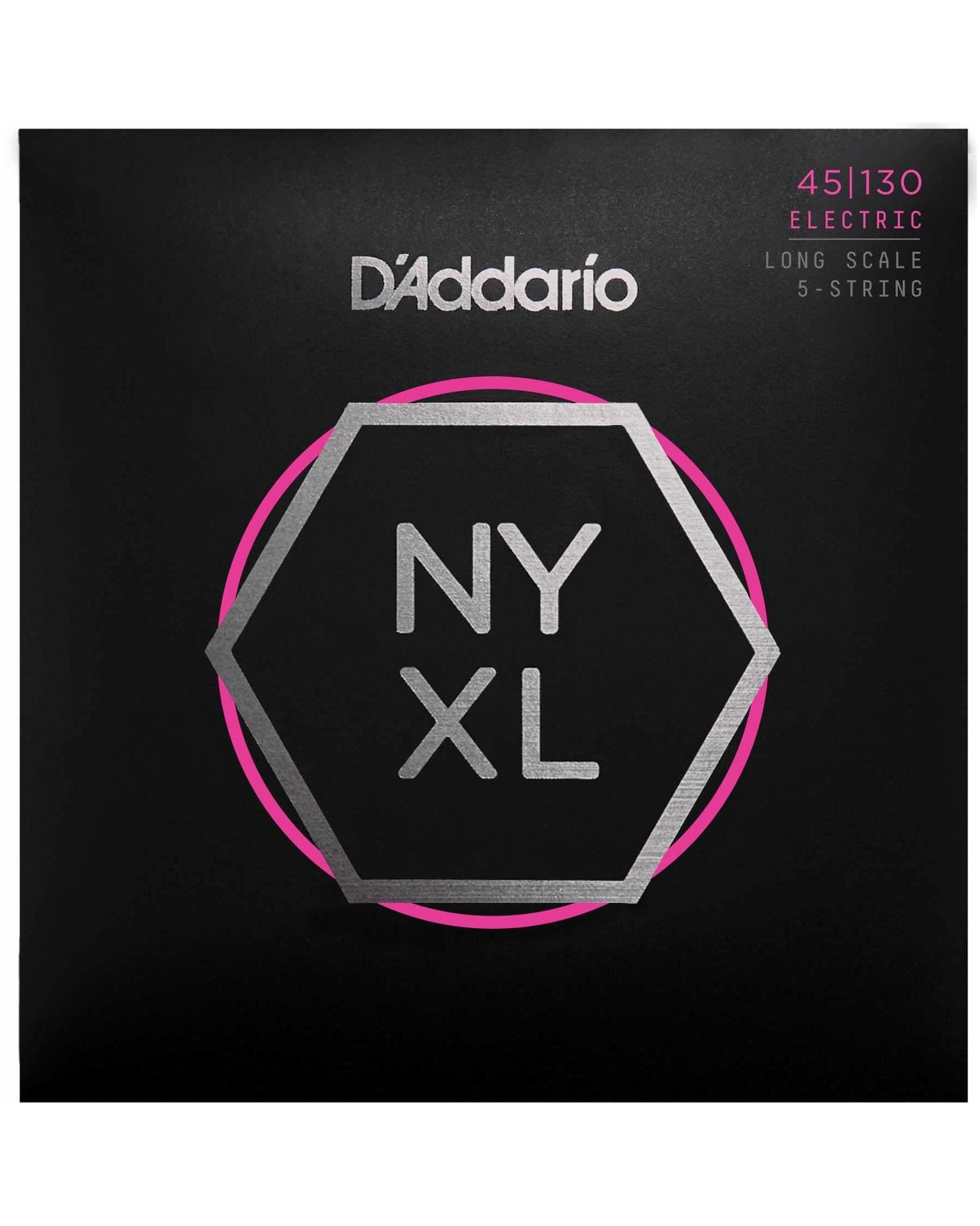 Front of D'Addario Nyxl Long Scale 5-String Light Gauge Electric Bass Strings