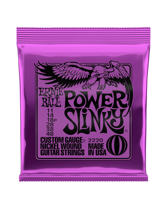 Front of Ernie Ball 2220 Nickel Roundwound Power Slinky Gauges .011-.048 Electric Guitar Strings