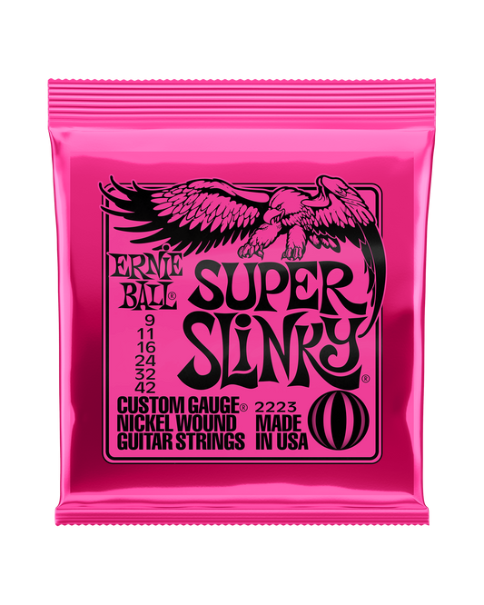 Front of Ernie Ball 2223 Nickel Roundwound Super Slinky Light Gauge Electric Guitar Strings