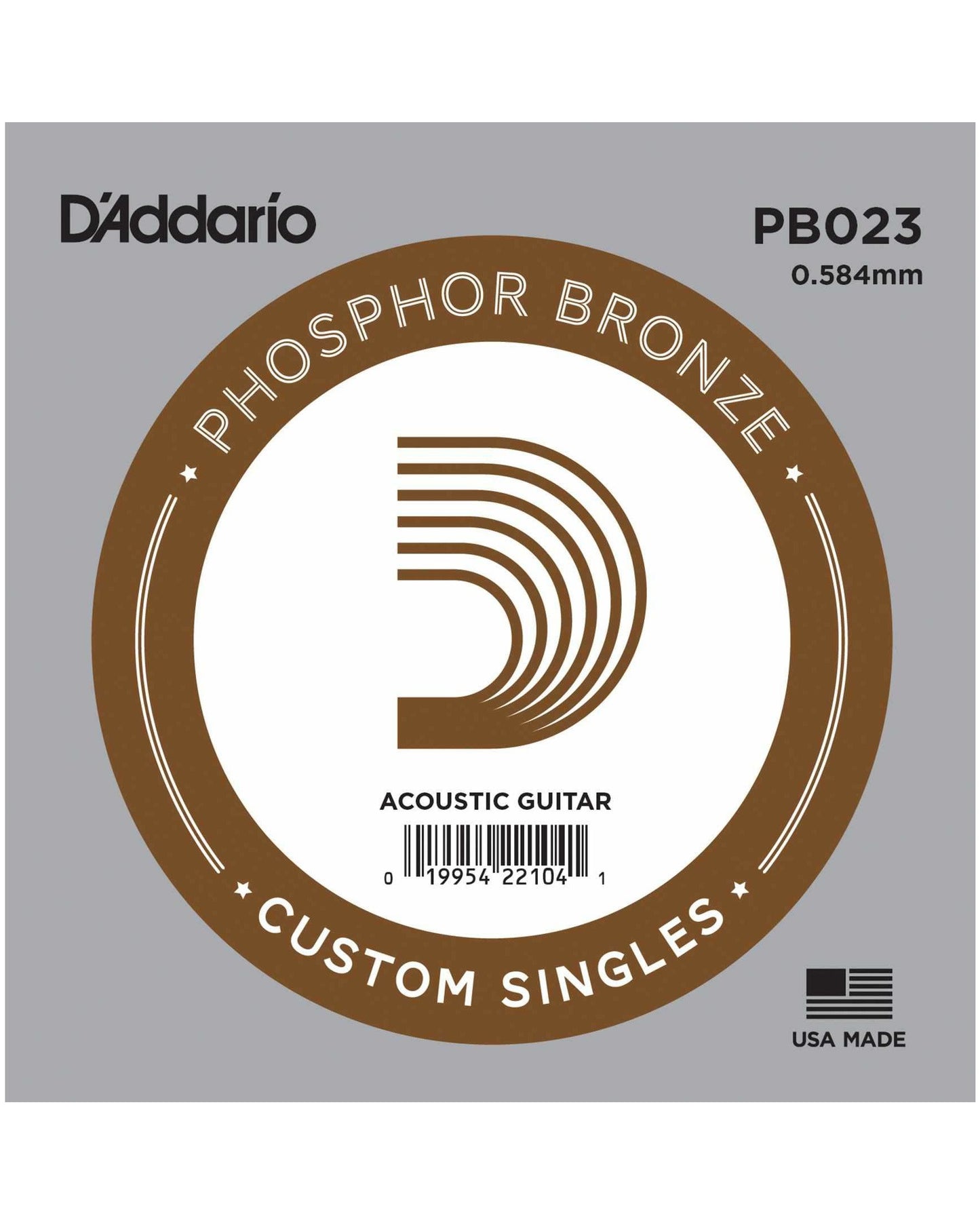 Image 1 of D'Addario PB023 Phosphor Bronze Single Acoustic Guitar String - SKU# DPB023 : Product Type Strings : Elderly Instruments