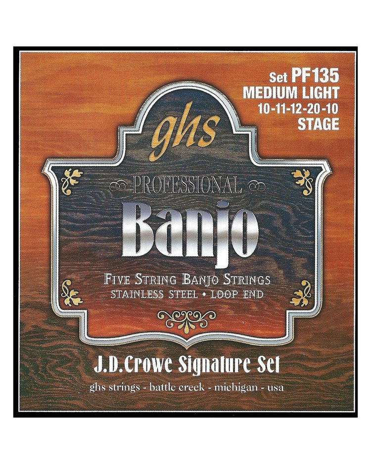 Front of GHS PF135 J.D. Crowe Signature Stage Stainless Steel Light Gauge 5-String Banjo Strings