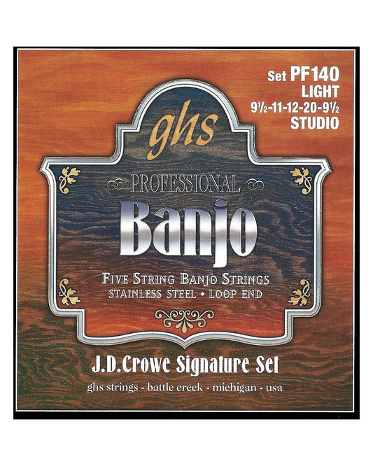 Front of GHS PF140 J.D. Crowe Signature Studio Stainless Steel Light Gauge 5-String Banjo Strings
