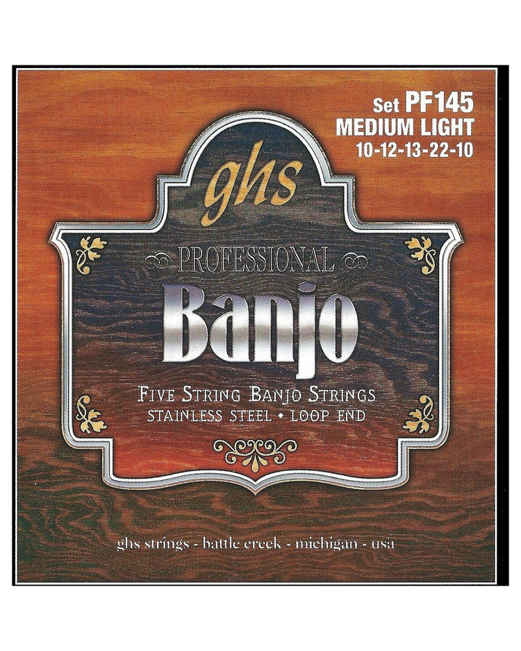Front of GHS PF145 Stainless Steel Medium Light Gauge 5-String Banjo Strings
