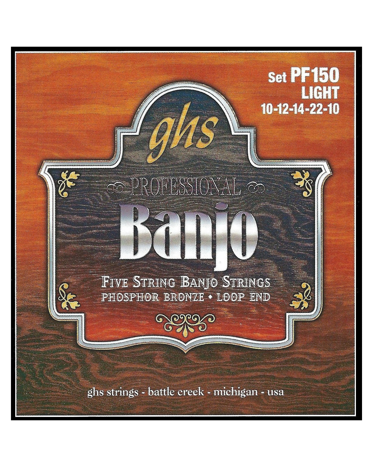 Front of GHS PF150 Phosphor Bronze Loop End Light Gauge 5-String Banjo Strings