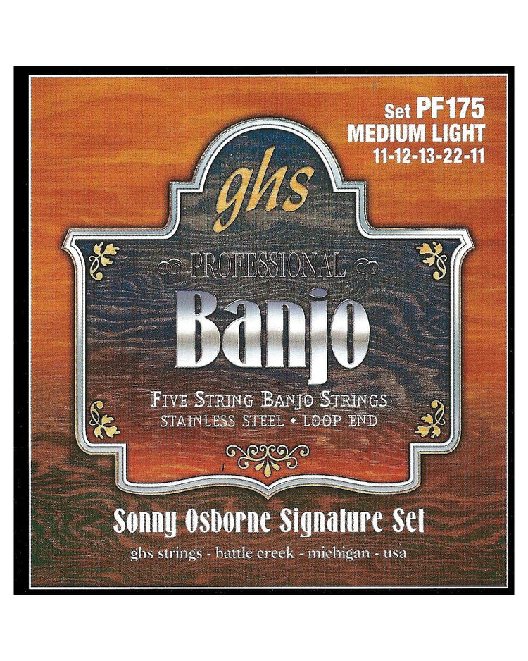 Front of GHS PF175 Sonny Osborne Stainless Steel Medium Light Gauge 5-String Banjo Strings