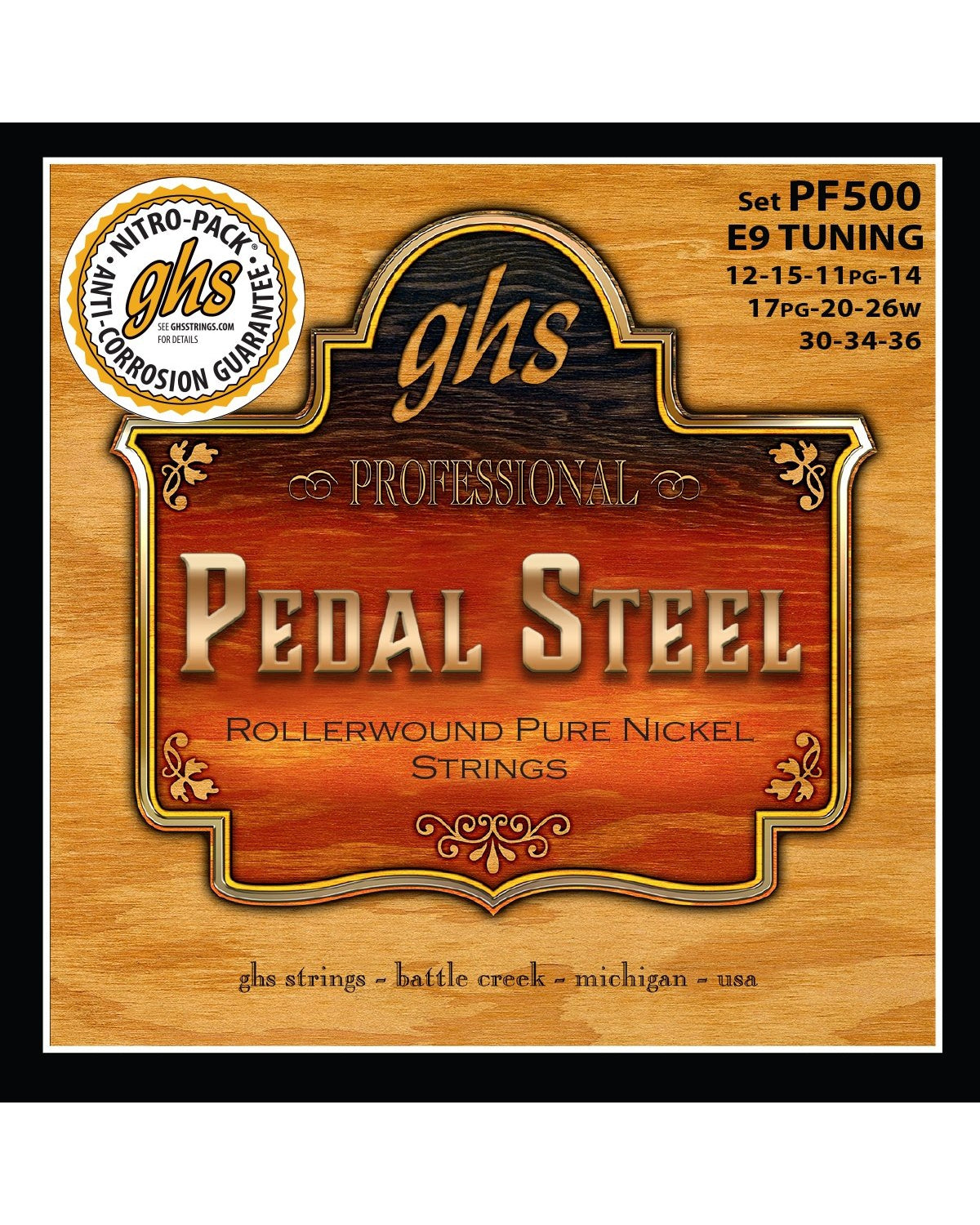 Image 1 of GHS PF500 Pure Nickel Semi-Flat E9th Tuning 10-String Electric Pedal Steel Guitar Strings - SKU# PF500 : Product Type Strings : Elderly Instruments