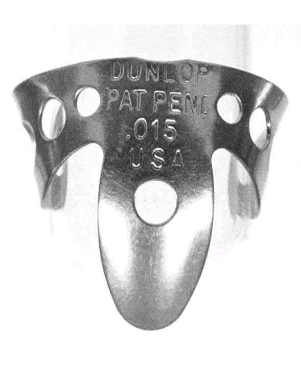 Front of Dunlop Nickel Silver .015" Fingerpick (Adult Size)