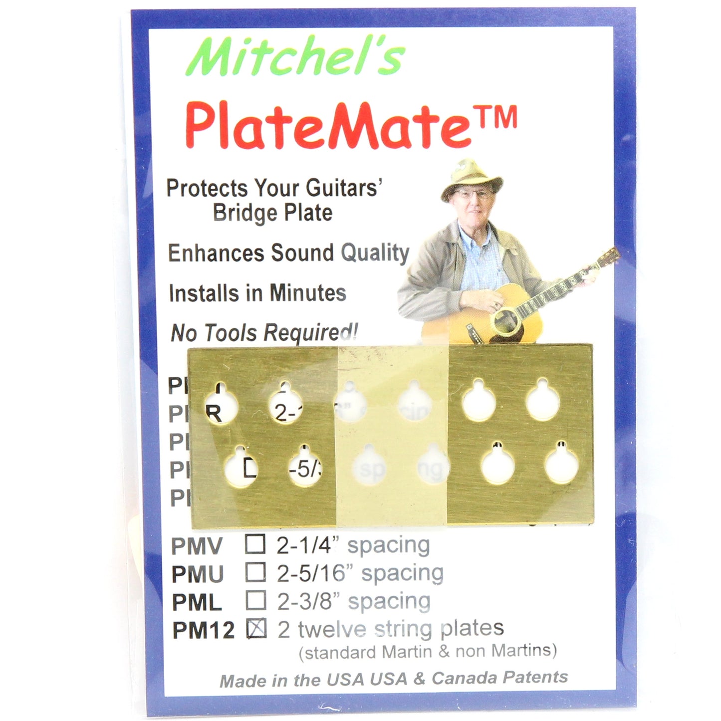 Image 2 of Mitchel's Acoustic Guitar "Plate Mate", 12 String Spacing (Non-Martin 12-String Guitars) - SKU# PM100-12STR : Product Type Accessories & Parts : Elderly Instruments