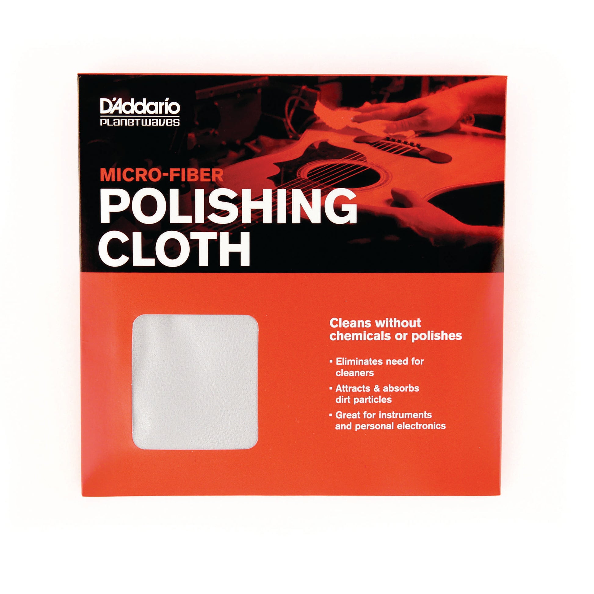 D'Addario Planet Waves Micro-Fiber Polishing Cloth in packaging