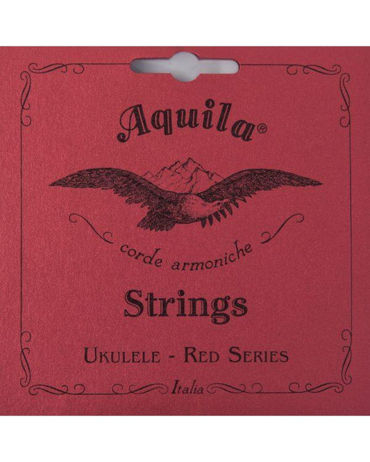 Front of AQUILA 89U BARITONE UKE STRING SET, RED SERIES, DGBE, 2 WOUND STRINGS