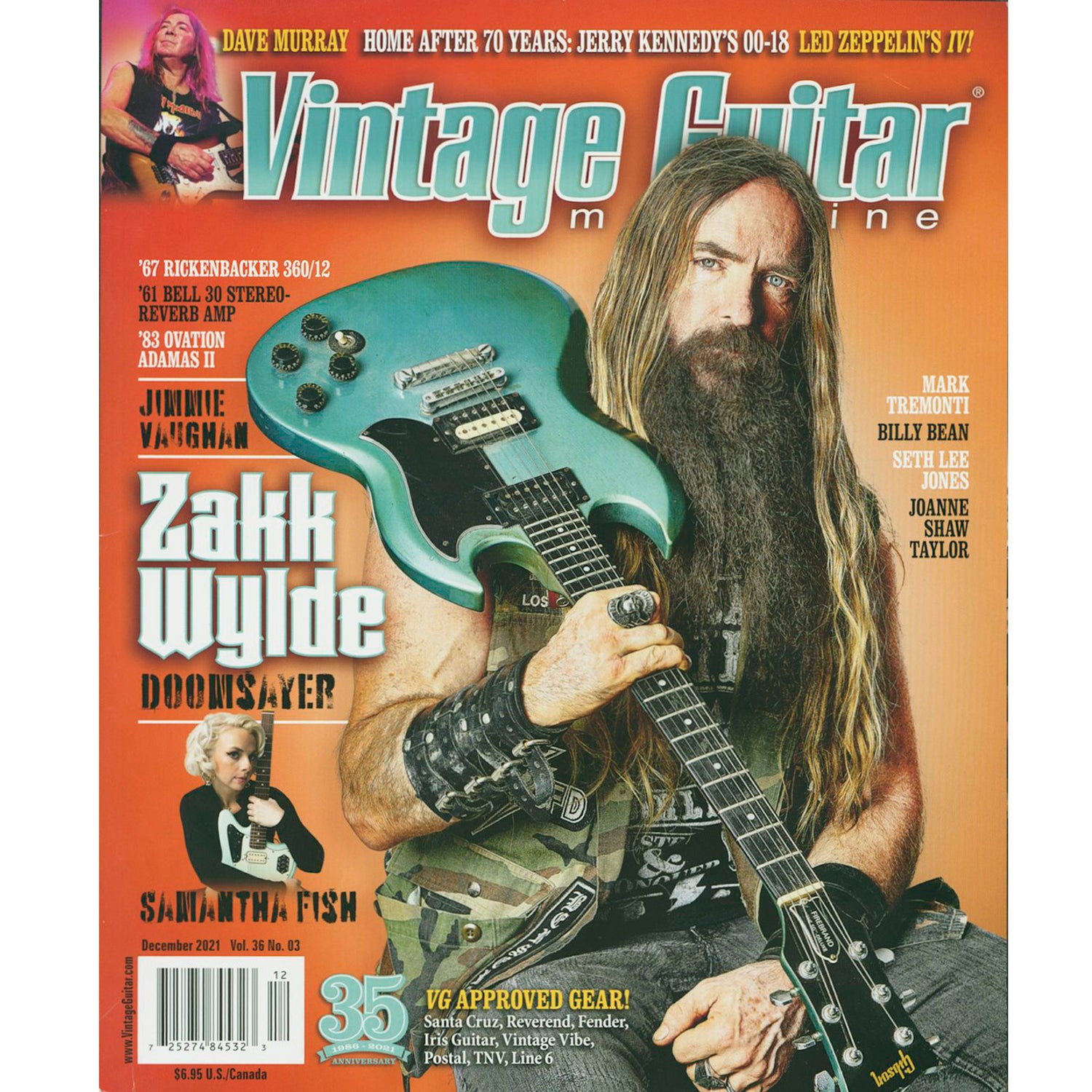 Image 1 of Vintage Guitar Magazine - December 2021 - SKU# VG-202112 : Product Type Media : Elderly Instruments